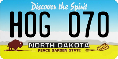 ND license plate HOG070