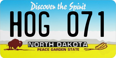 ND license plate HOG071