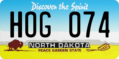 ND license plate HOG074