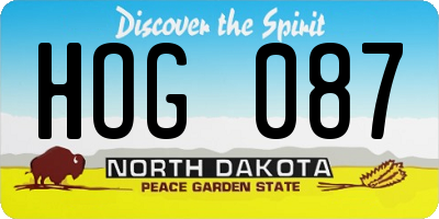 ND license plate HOG087