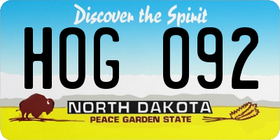 ND license plate HOG092