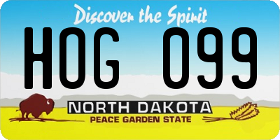 ND license plate HOG099