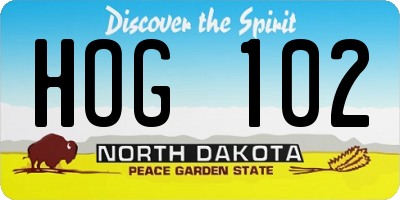 ND license plate HOG102