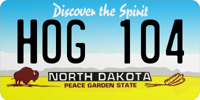ND license plate HOG104