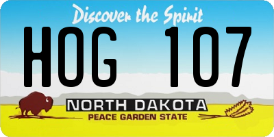 ND license plate HOG107