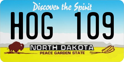 ND license plate HOG109