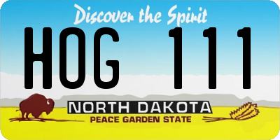 ND license plate HOG111