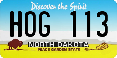 ND license plate HOG113