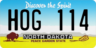 ND license plate HOG114