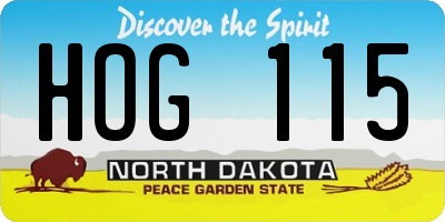 ND license plate HOG115