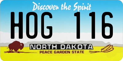ND license plate HOG116