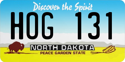 ND license plate HOG131