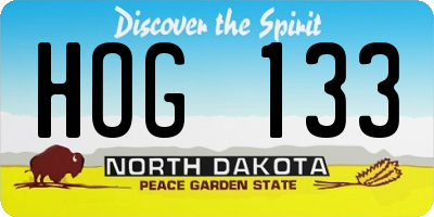 ND license plate HOG133