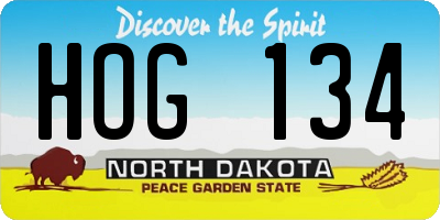 ND license plate HOG134