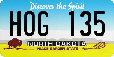 ND license plate HOG135
