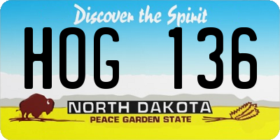 ND license plate HOG136
