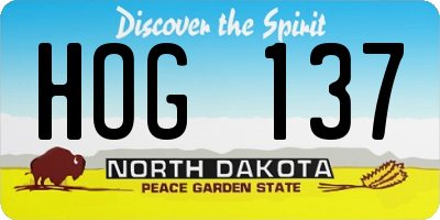 ND license plate HOG137