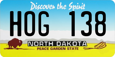 ND license plate HOG138