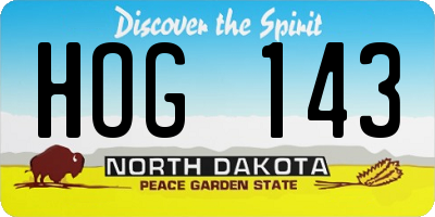 ND license plate HOG143