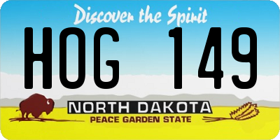ND license plate HOG149