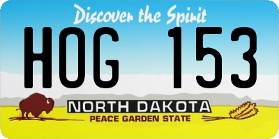 ND license plate HOG153