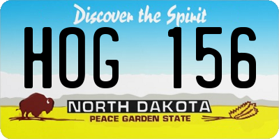 ND license plate HOG156