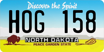 ND license plate HOG158