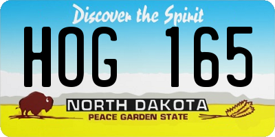 ND license plate HOG165