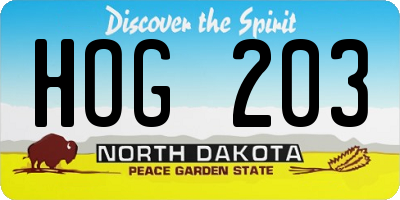 ND license plate HOG203