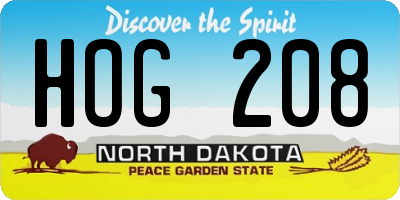 ND license plate HOG208