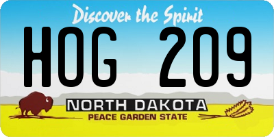 ND license plate HOG209
