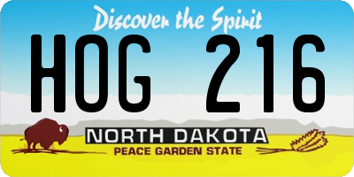 ND license plate HOG216