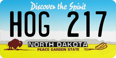 ND license plate HOG217