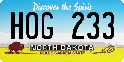 ND license plate HOG233