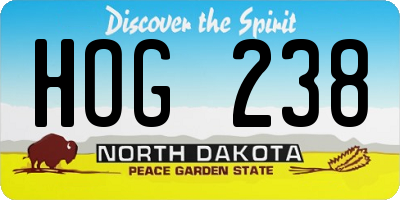 ND license plate HOG238