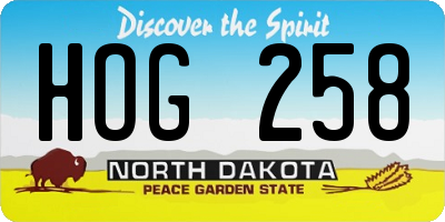 ND license plate HOG258
