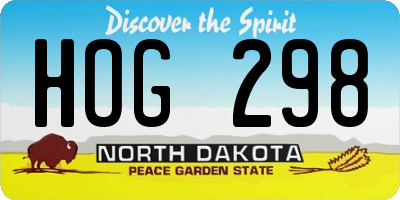 ND license plate HOG298