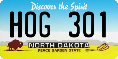 ND license plate HOG301