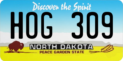 ND license plate HOG309