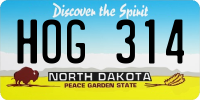 ND license plate HOG314