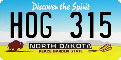 ND license plate HOG315