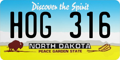 ND license plate HOG316
