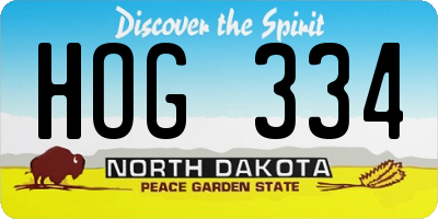 ND license plate HOG334