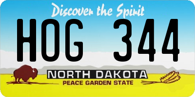 ND license plate HOG344