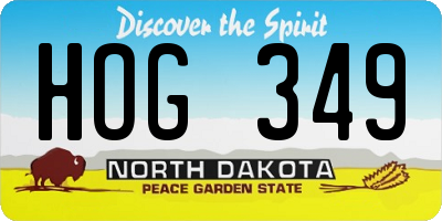ND license plate HOG349