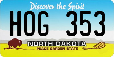 ND license plate HOG353