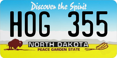 ND license plate HOG355