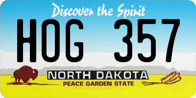 ND license plate HOG357