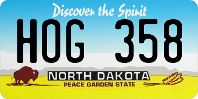 ND license plate HOG358