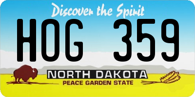 ND license plate HOG359